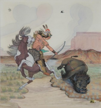  western Oil Painting - western American Indians 46